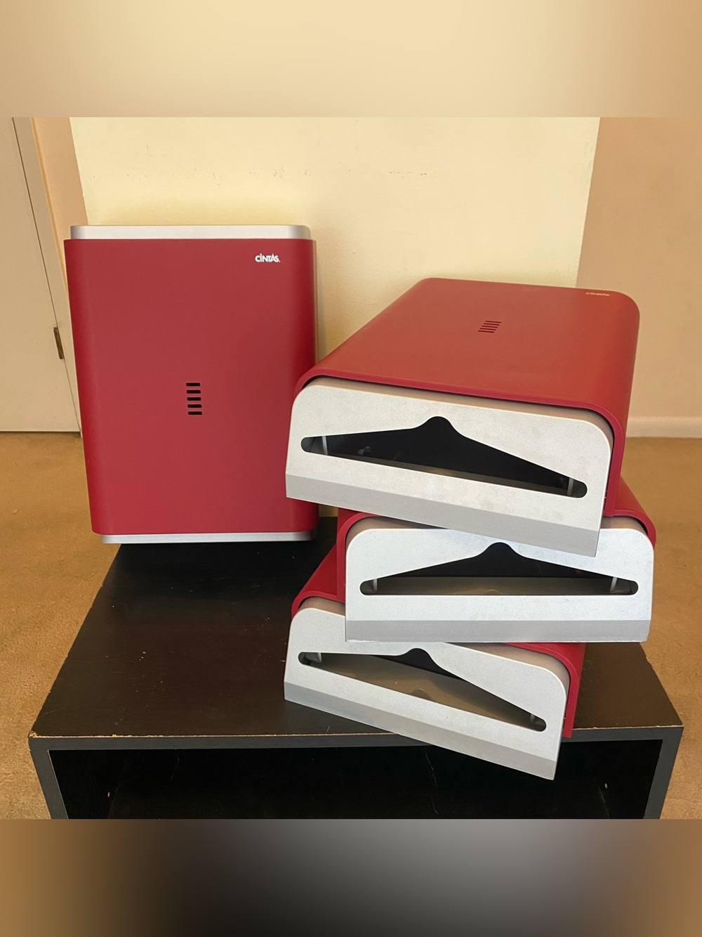 Cintas Paper Towel Dispenser Commercial Replacement Wall Mounted Deep Red Silver